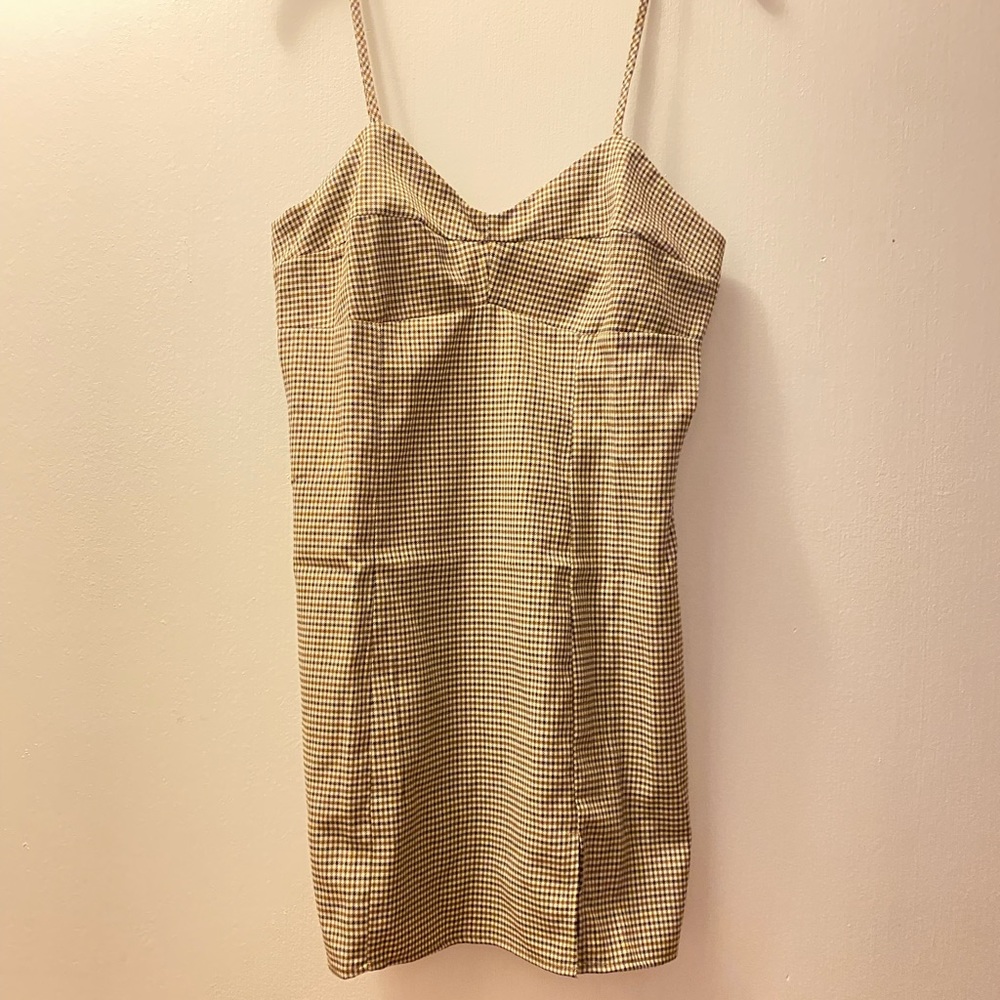 Brown Plaid Spaghetti Strap Sundress